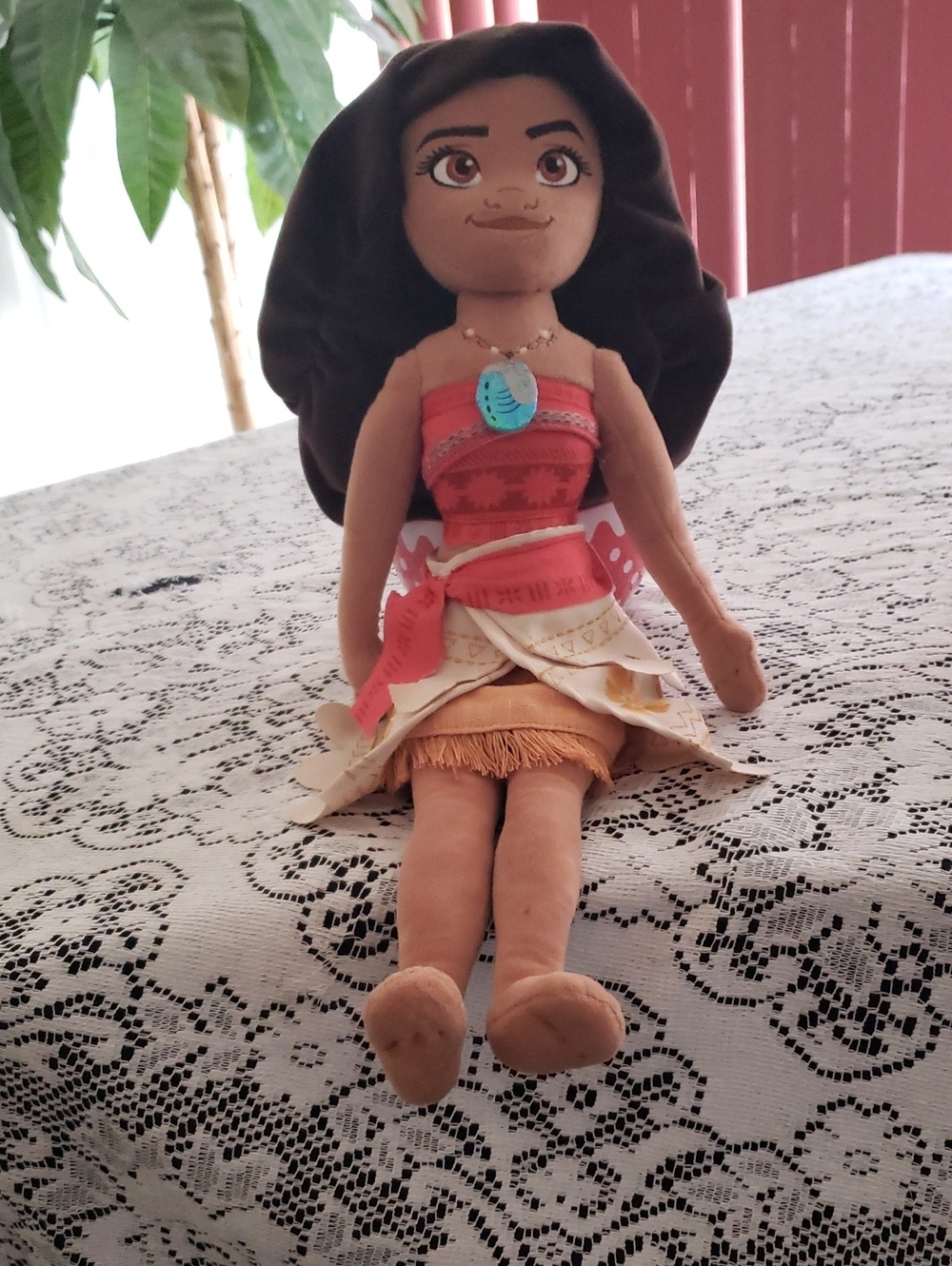 Disney Moana Plush Doll - Brown Hair, Red & Orange Outfit